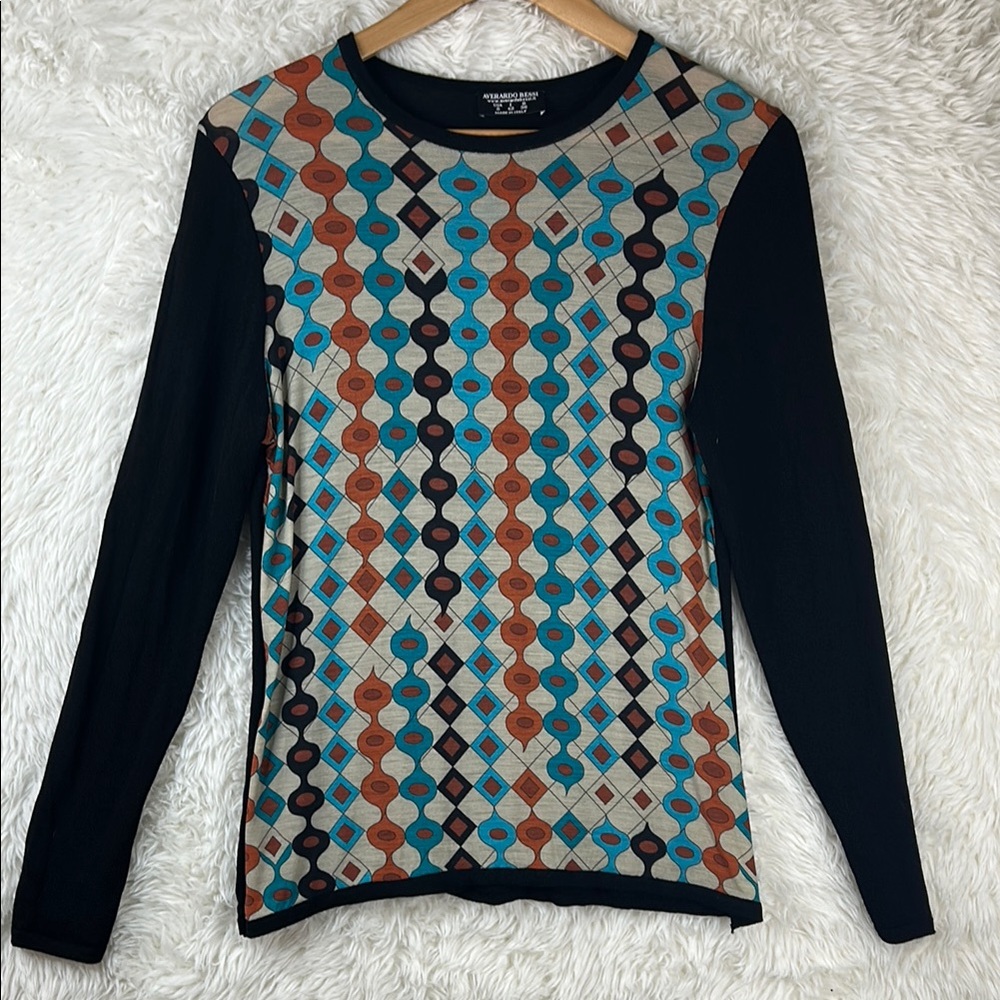 Averardo Messi geometric wool blend long sleeve sweater Italy